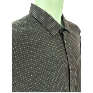 Alfani Black And Red Doted Long Sleeve Button Up Shirt Size 2 XL